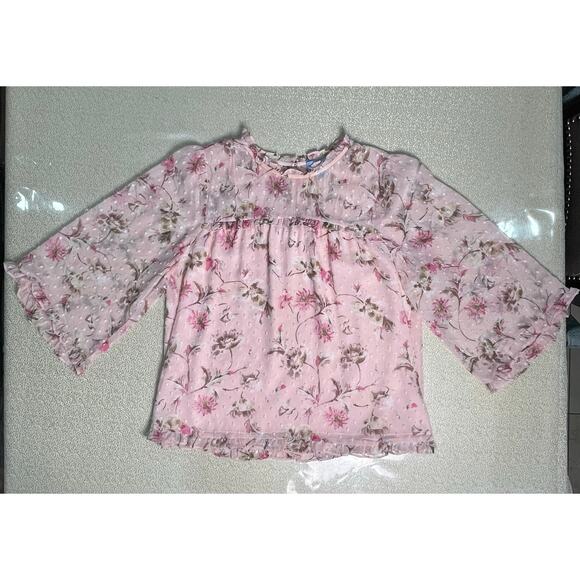 CeCe Floral Dot Mesh Blouse - Size M - Picture 8 of 9